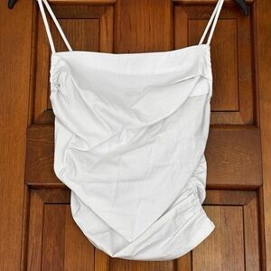 White Ruched Spaghetti Strap Top